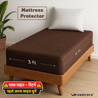 Vastrora Brown Waterproof Elastic Fitted Cotton Terry Mattress Protector 3x6 Ft – Side View Deep Pocket Elastic Fitted Mattress Cover