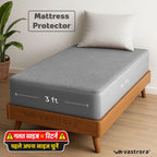 Vastrora Gray Waterproof Elastic Fitted Cotton Terry Mattress Protector 3x6 Ft – Side View Deep Pocket Elastic Fitted Mattress Cover