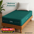 Vastrora Teal Waterproof Elastic Fitted Cotton Terry Mattress Protector 3x6 Ft – Side View Deep Pocket Elastic Fitted Mattress Cover