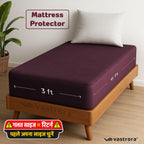 Vastrora Wine Waterproof Elastic Fitted Cotton Terry Mattress Protector 3x6 Ft – Side View Deep Pocket Elastic Fitted Mattress Cover