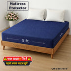 Vastrora Blue Waterproof Elastic Fitted Cotton Terry Mattress Protector 5x6 Ft – Side View Deep Pocket Elastic Fitted Mattress Cover