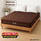 Vastrora Brown Waterproof Elastic Fitted Cotton Terry Mattress Protector 5x6 Ft – Side View Deep Pocket Elastic Fitted Mattress Cover