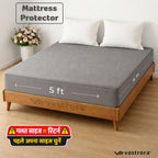Vastrora Gray Waterproof Elastic Fitted Cotton Terry Mattress Protector 5x6 Ft – Side View Deep Pocket Elastic Fitted Mattress Cover