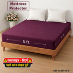 Vastrora Wine Waterproof Elastic Fitted Cotton Terry Mattress Protector 5x6 Ft – Side View Deep Pocket Elastic Fitted Mattress Cover