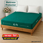 Vastrora Teal Waterproof Elastic Fitted Cotton Terry Mattress Protector 6x6 Ft – Side View Deep Pocket Elastic Fitted Mattress Cover