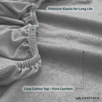 Vastrora Gray Waterproof Elastic Fitted Cotton Terry Mattress Protector – Close Up Detail Soft Cotton Terry Surface Noiseless TPU