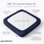Vastrora Blue Waterproof Elastic Fitted Cotton Terry Mattress Protector – 360 View Full Coverage All Round Elastic No Slipping