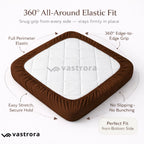 Vastrora Brown Waterproof Elastic Fitted Cotton Terry Mattress Protector – 360 View Full Coverage All Round Elastic No Slipping