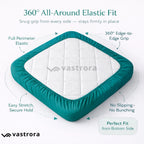 Vastrora Teal Waterproof Elastic Fitted Cotton Terry Mattress Protector – 360 View Full Coverage All Round Elastic No Slipping
