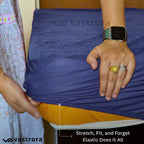 Vastrora Blue Waterproof Elastic Fitted Cotton Terry Mattress Protector – Stretchable All Round Elastic Fitted No Slipping No Bunching