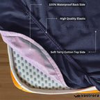 Vastrora Blue Waterproof Elastic Fitted Cotton Terry Mattress Protector – Top View Waterproof TPU Backing Deep Pocket Fit