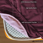 Vastrora Wine Waterproof Elastic Fitted Cotton Terry Mattress Protector – Top View Waterproof TPU Backing Deep Pocket Fit