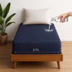 Vastrora Blue Waterproof Elastic Fitted Cotton Terry Mattress Protector 3 Ft (36") – Front View Mattress Cover Bed Protector Elastic Fitted Sheet