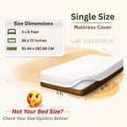 Vastrora Waterproof Elastic Fitted Cotton Terry Mattress Protector 3x6 Ft – Size Chart Single Double Queen King Bed Dimensions