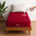 Vastrora Maroon Waterproof Elastic Fitted Cotton Terry Mattress Protector 4 Ft (48") – Front View Mattress Cover Bed Protector Elastic Fitted Sheet