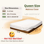 Vastrora Waterproof Elastic Fitted Cotton Terry Mattress Protector 5x6 Ft – Size Chart Single Double Queen King Bed Dimensions